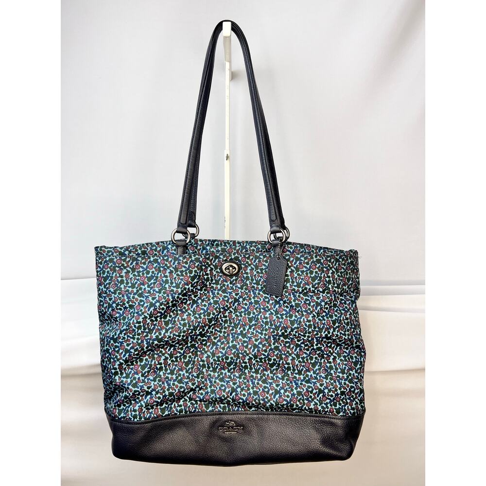 Coach Ranch Floral blue Nylon and Leather Large Tote Bag F59435 - Picture 11 of 11